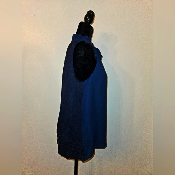 Blue Ruffle Henley Sleeveless Blouse size small from Loft - Picture 3 of 5